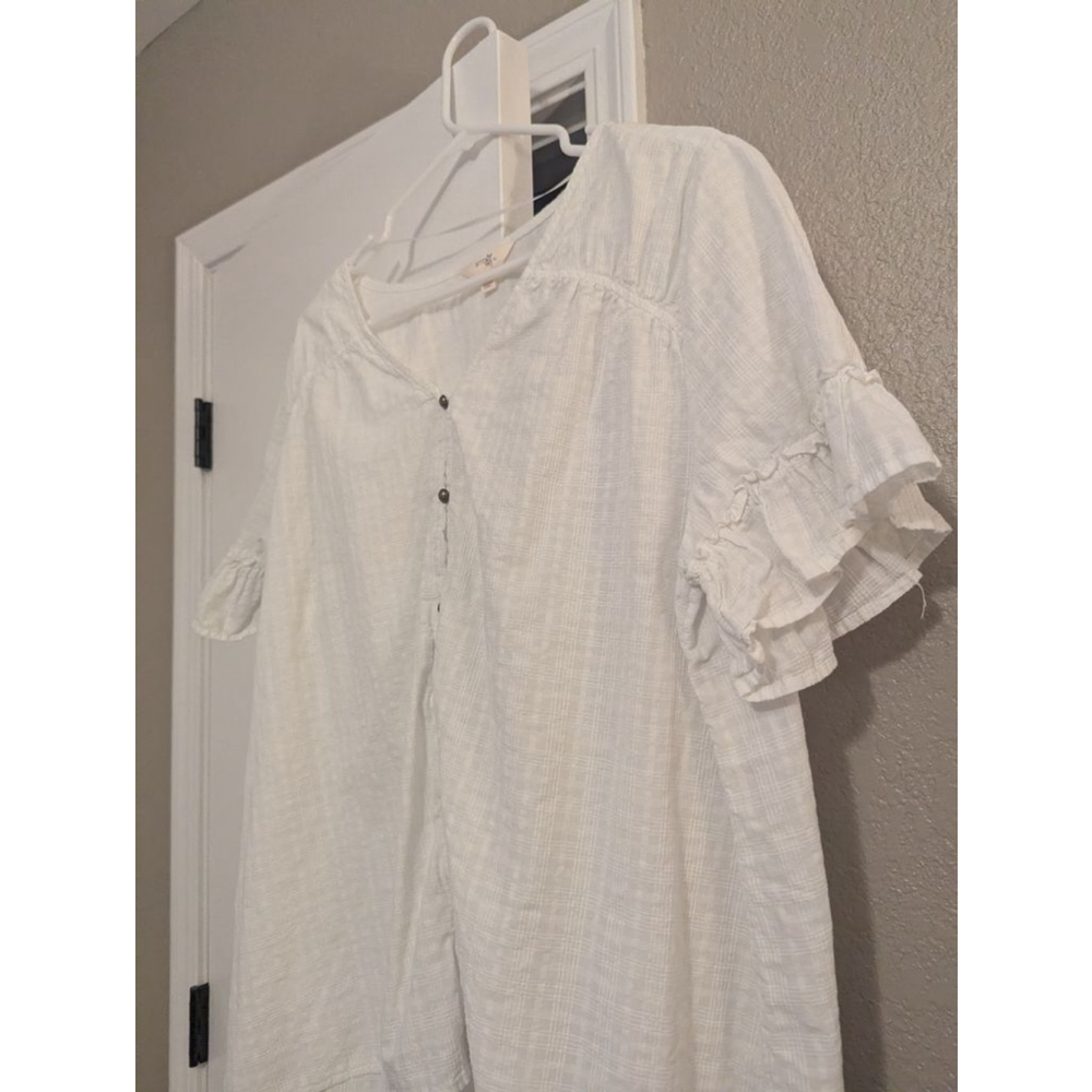 Women's Terra & Sky White Blouse Plus Size 1X - Picture 2 of 5